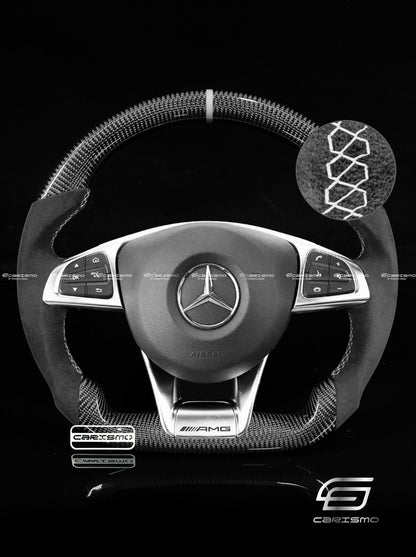 Carismo Steering Wheel For Mercedes/AMG (2016 AMG Performance Wheel) - Sport - Gloss Carbon - Alcantara