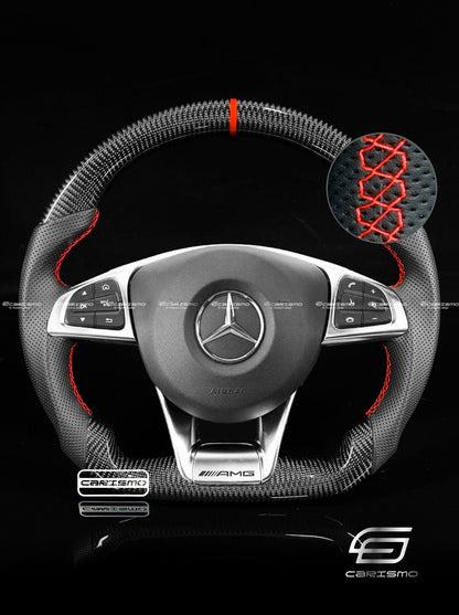 Carismo Steering Wheel For Mercedes/AMG (2016 AMG Performance Wheel) - Sport - Gloss Carbon - Perforated Leather