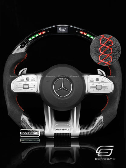 Carismo Steering Wheel For Mercedes/AMG (2020 AMG Performance Wheel) - Classic RPM LED - Gloss Carbon - Alcantara