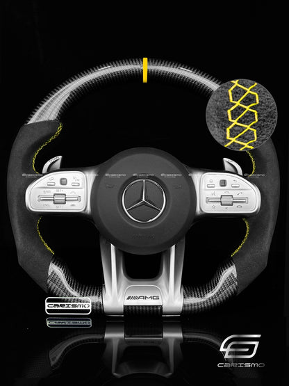 Carismo Steering Wheel For Mercedes/AMG (2020 AMG Performance Wheel) - Sport - Gloss Carbon - Alcantara