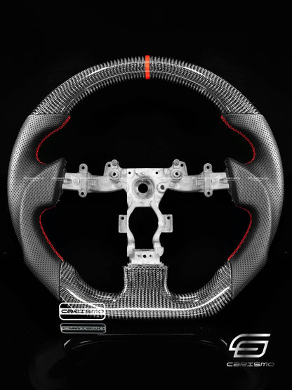 Carismo Steering Wheel For Nissan GT-R (R35 CBA & DBA) - Sport - Gloss Carbon - Perforated Leather