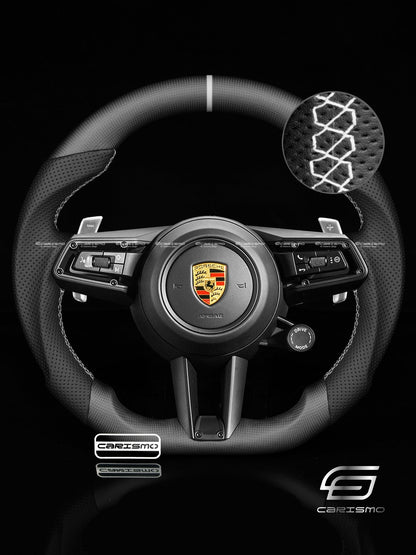 Carismo Steering Wheel For Porsche (992.1 Wheel) - Sport - Matte Plain Carbon - Perforated Leather