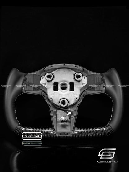 Carismo Steering Wheel For Tesla Model 3/Y - Yoke-Style (Heated) - Gloss Carbon - Smooth Leather
