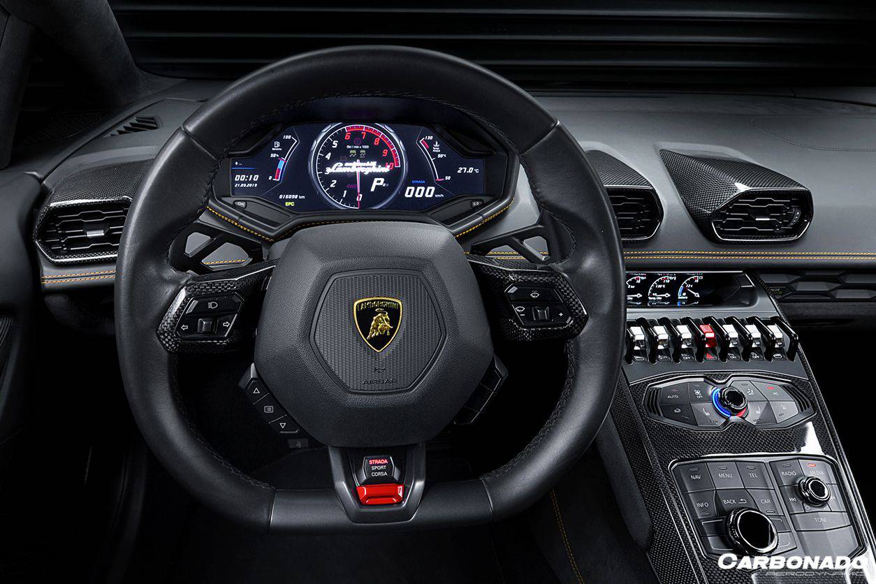 2015-2019 Lamborghini Huracan LP610 & LP580 & EVO OEM Style Autoclave Carbon Fiber Center Console Border Trim - Carbonado
