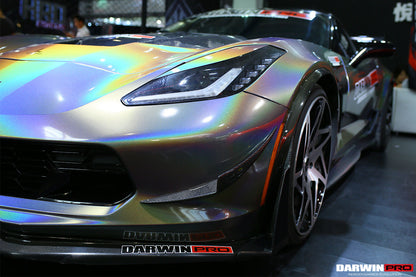 2013-2019 Corvette C7 Z51 Z06 Grandsport Carbon Fiber Front Lip with Caps - DarwinPRO Aerodynamics