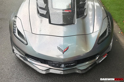 2013-2019 Corvette C7 Z51 Z06 Grandsport Carbon Fiber Front Lip with Caps - DarwinPRO Aerodynamics