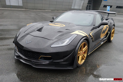 2013-2019 Corvette C7 Z51 Z06 Grandsport Carbon Fiber Front Lip with Caps - DarwinPRO Aerodynamics