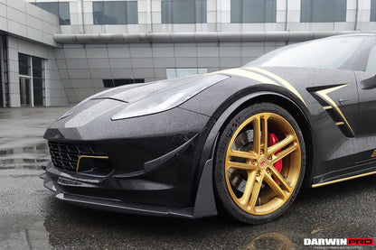 2013-2019 Corvette C7 Z51 Z06 Grandsport Carbon Fiber Front Lip with Caps - DarwinPRO Aerodynamics