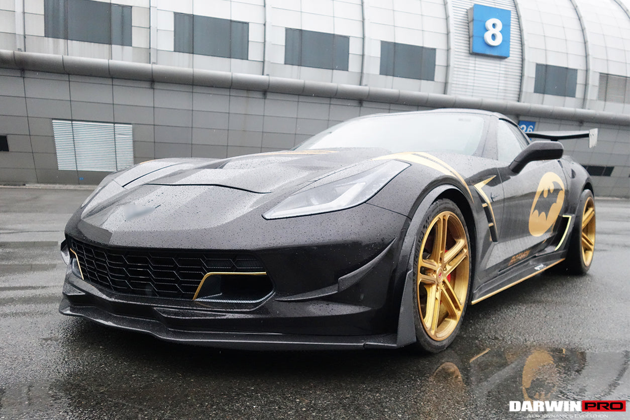 2013-2019 Corvette C7 Z51 Z06 Grandsport Carbon Fiber Front Lip with Caps - DarwinPRO Aerodynamics
