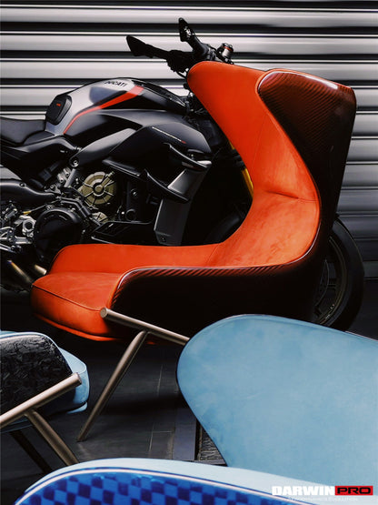 DARWINPRO CARBON FIBER CAYENNE RED SUEDE LOUNGE CHAIR - DarwinPRO Aerodynamics