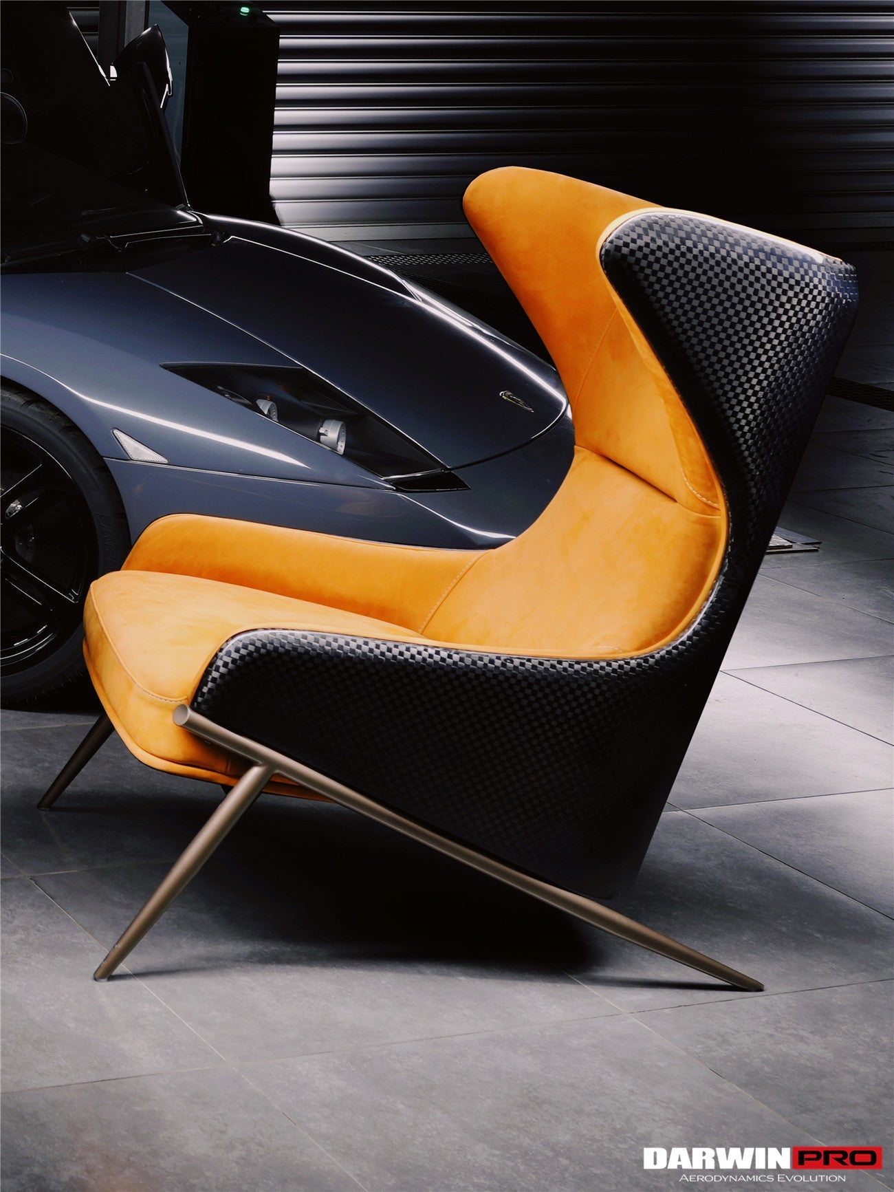 DARWINPRO CARBON FIBER CANYON ORANGE SUEDE LOUNGE CHAIR - DarwinPRO Aerodynamics