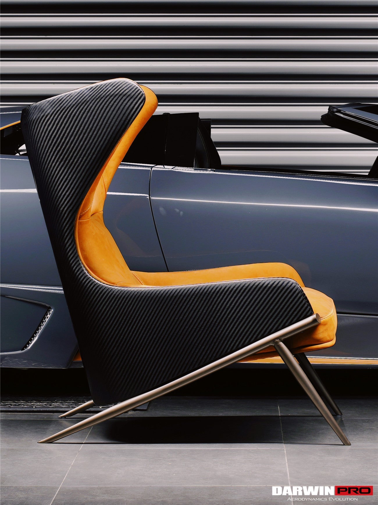 DARWINPRO CARBON FIBER CANYON ORANGE SUEDE LOUNGE CHAIR - DarwinPRO Aerodynamics