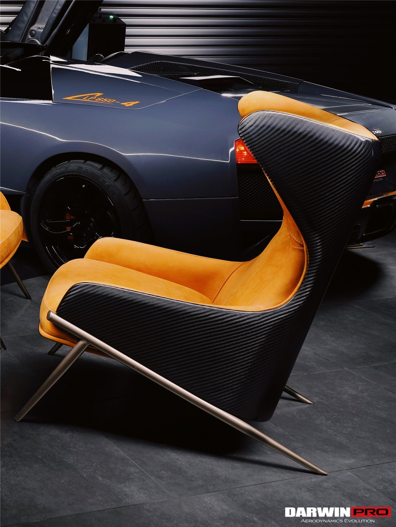 DARWINPRO CARBON FIBER CANYON ORANGE SUEDE LOUNGE CHAIR - DarwinPRO Aerodynamics