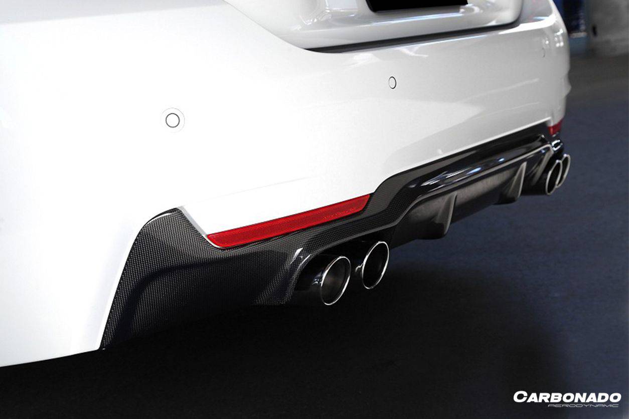 2013-2020 BMW 4 Series F32 F33 F36 3D Style Carbon Fiber Rear Qual Exhaust Diffuser (For M-Tech Only ) - Carbonado Aero
