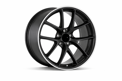 E054 Satin Black Machined Lip 19x9.5 ET38 5.114 - Square Set (4 Wheels)