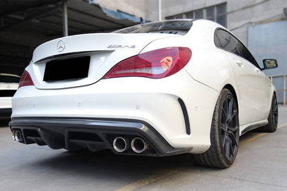 2014-2016 Mercedes Benz W117 CLA Sport & CLA45 AMG PA Style Rear Diffuser with exhaust tips - Carbonado