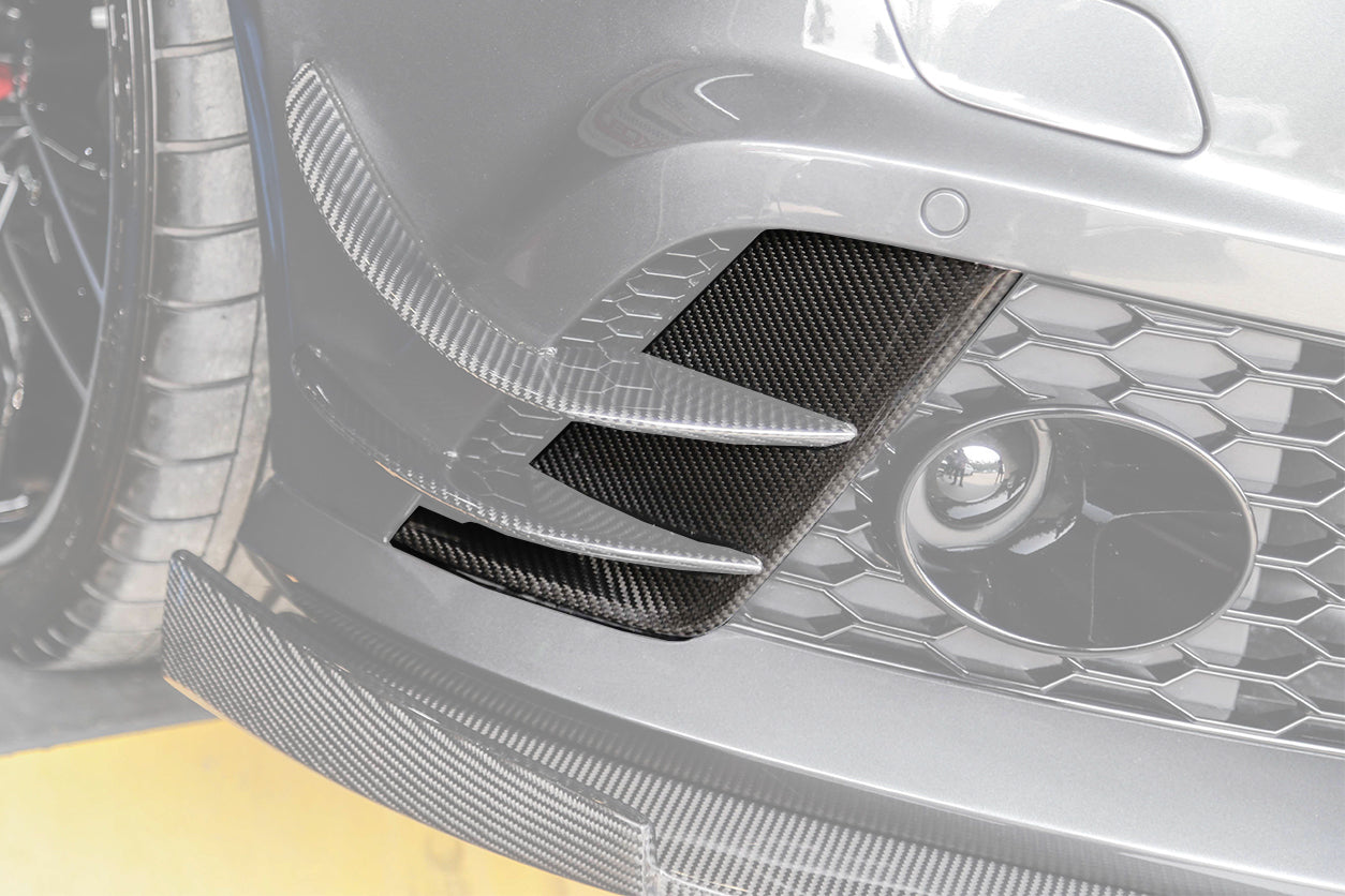 2013-2018 Audi RS6 Avant BS Style Carbon Fiber Front Bumper Caps - Carbonado