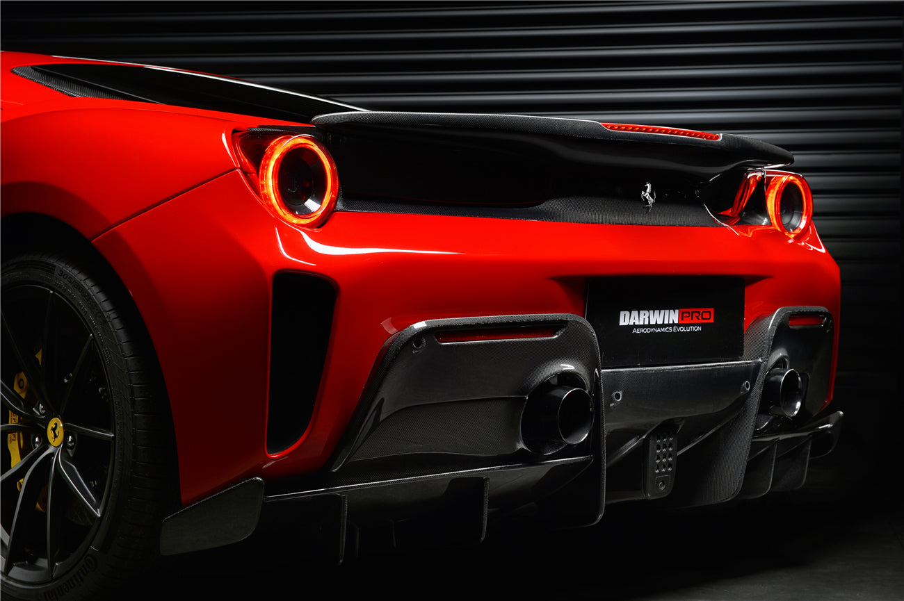 2015-2020 Ferrari 488 GTB Pista Style Rear Bumper & Wing - DarwinPRO Aerodynamics