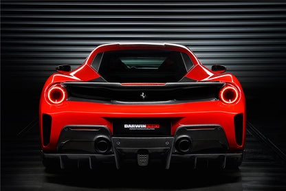 2015-2020 Ferrari 488 GTB Pista Style Rear Bumper & Wing - DarwinPRO Aerodynamics