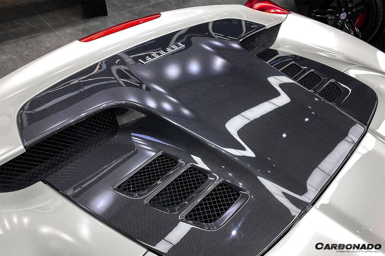 2010-2015 Ferrari 458 Spyder Style Double Carbon Fiber Engien Hood Trunk - Carbonado Aero