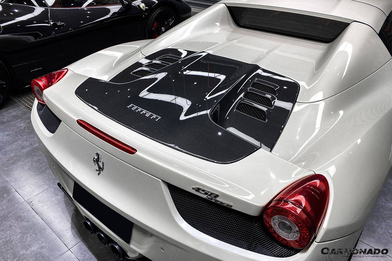 2010-2015 Ferrari 458 Spider Style Double Carbon Fiber Engien Hood Trunk - Carbonado