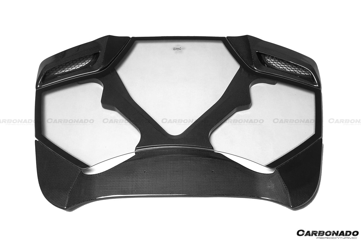 2015-2020 Ferrari 488 Spyder Dry Carbon Fiber Engine Hood With Glass - Carbonado