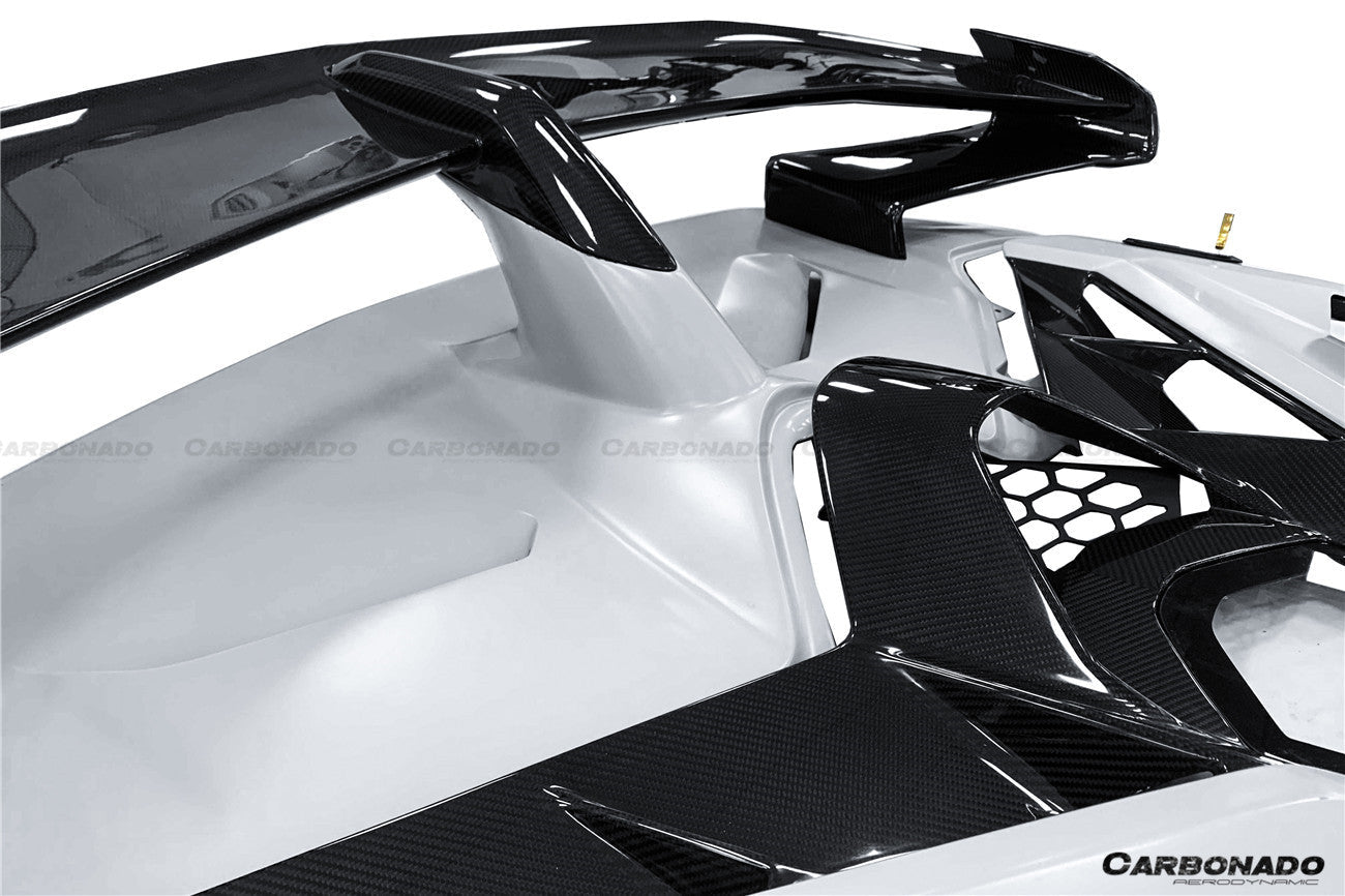 2011-2021 Lamborghini Aventador LP700 LP740 LP750 Coupe/Roadster SVJ Style Part DRY Carbon Fiber Engine Hood And Wing - Carbonado