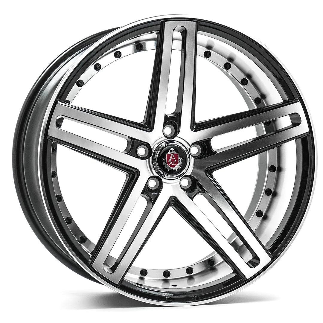 AXE WHEELS EX20 BLACK AND POLISHED FACE 22x9 ET20,25,32,35 5x115 (Square Set of 4)