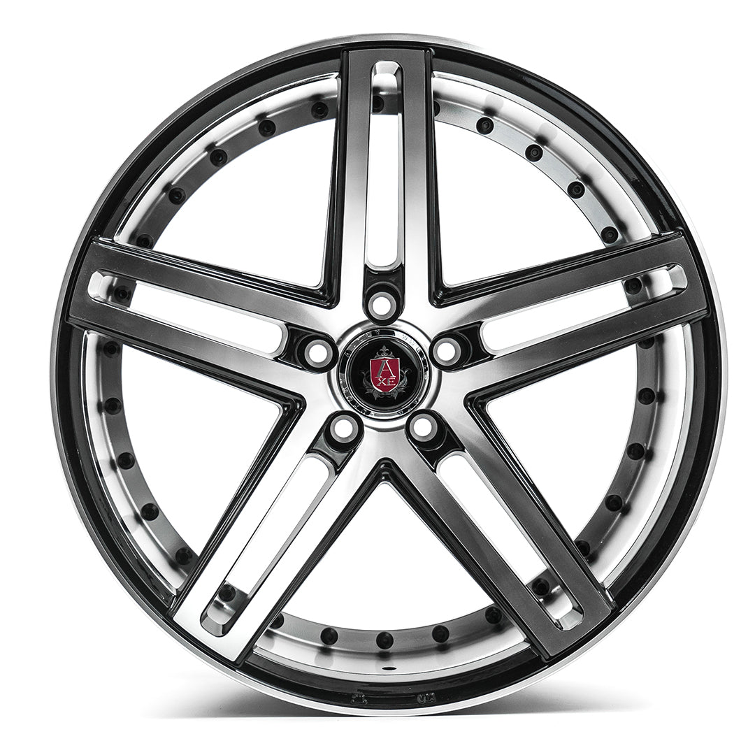 AXE WHEELS EX20 BLACK AND POLISHED FACE 22 (22x9 / 22x10.5) 5x110 (Staggered Set of 4)