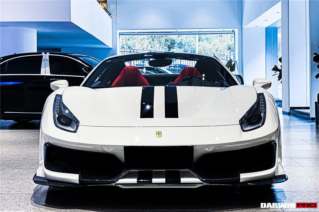 2015-2020 Ferrari 488 GTB/Spyder Pista Style Front Bumper Set W/Hood - DarwinPRO Aerodynamics