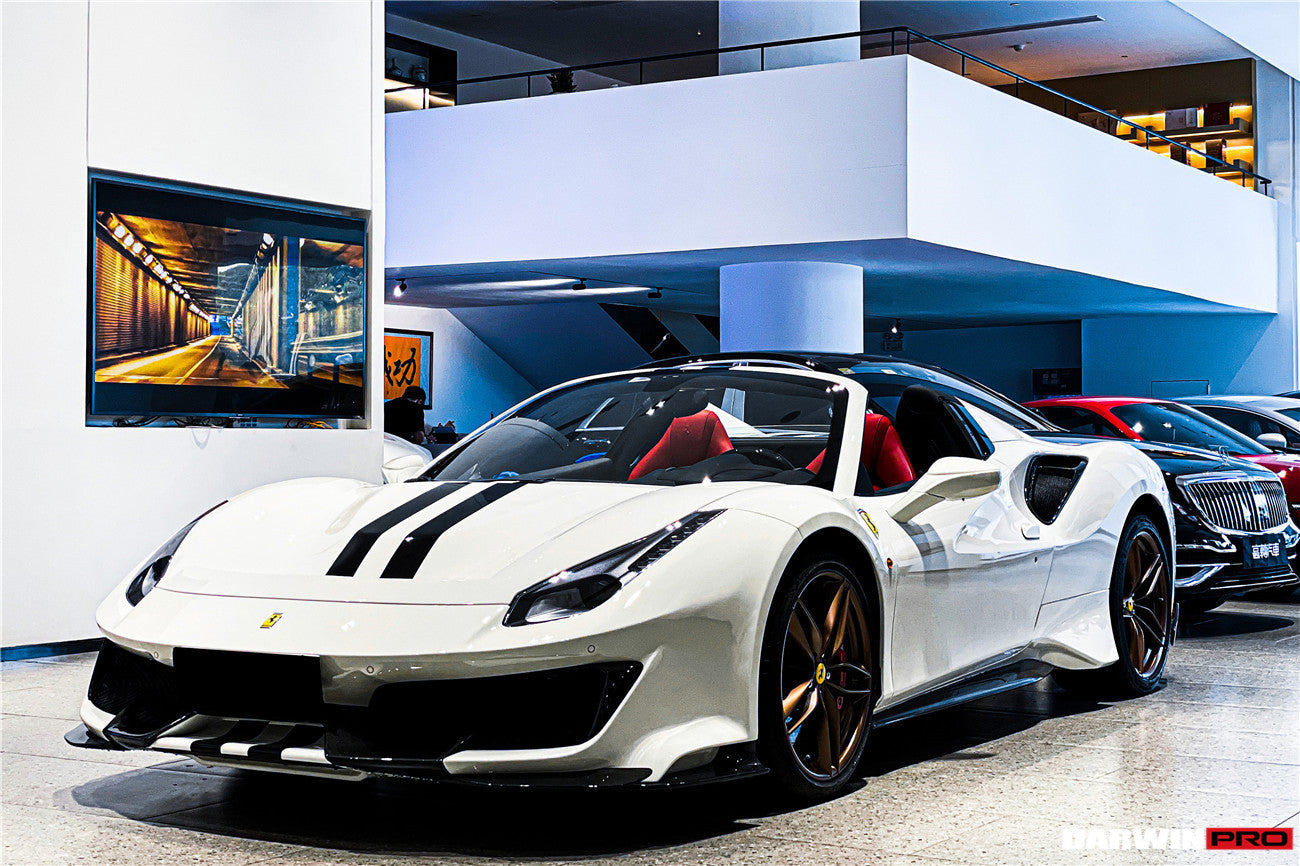 2015-2020 Ferrari 488 GTB/Spyder Pista Style Front Bumper Set W/Hood - DarwinPRO Aerodynamics