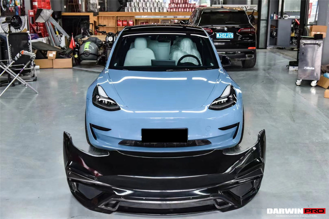 2017-2023 Tesla Model 3 IMP Performance Partial Carbon Fiber Front Bumper - DarwinPRO Aerodynamics