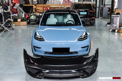 2017-2023 Tesla Model 3 IMP Performance Partial Carbon Fiber Front Bumper - DarwinPRO Aerodynamics