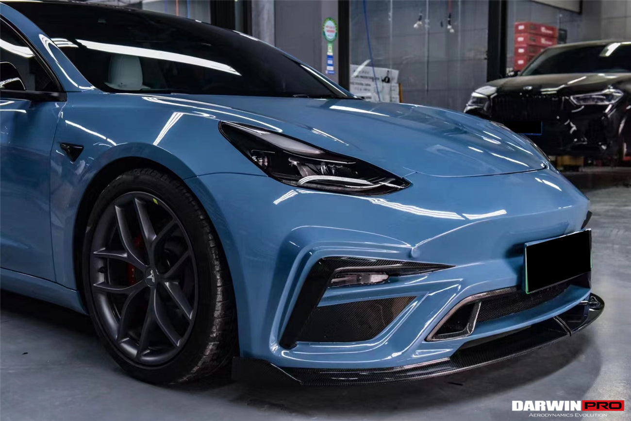 2017-2023 Tesla Model 3 IMP Performance Partial Carbon Fiber Front Bumper - DarwinPRO Aerodynamics
