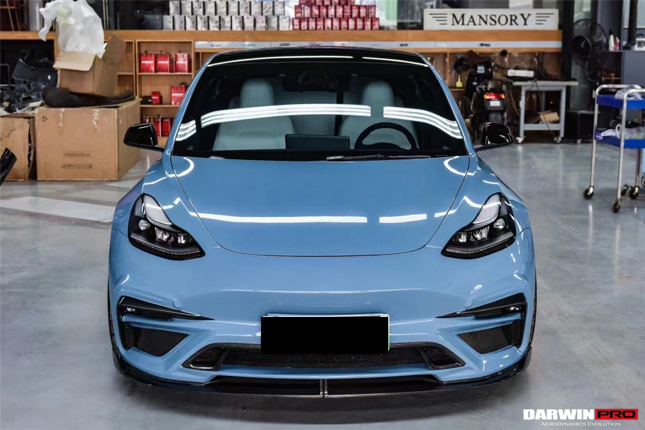 2017-2023 Tesla Model 3 IMP Performance Partial Carbon Fiber Front Bumper - DarwinPRO Aerodynamics