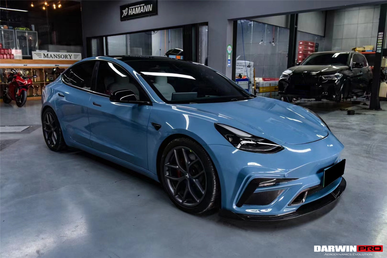 2017-2023 Tesla Model 3 IMP Performance Partial Carbon Fiber Front Bumper - DarwinPRO Aerodynamics