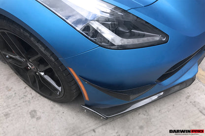 2013-2019 Corvette C7 Z51 Z06 Grandsport Carbon Fiber Satge3 Style Front Lip with Caps - DarwinPRO Aerodynamics