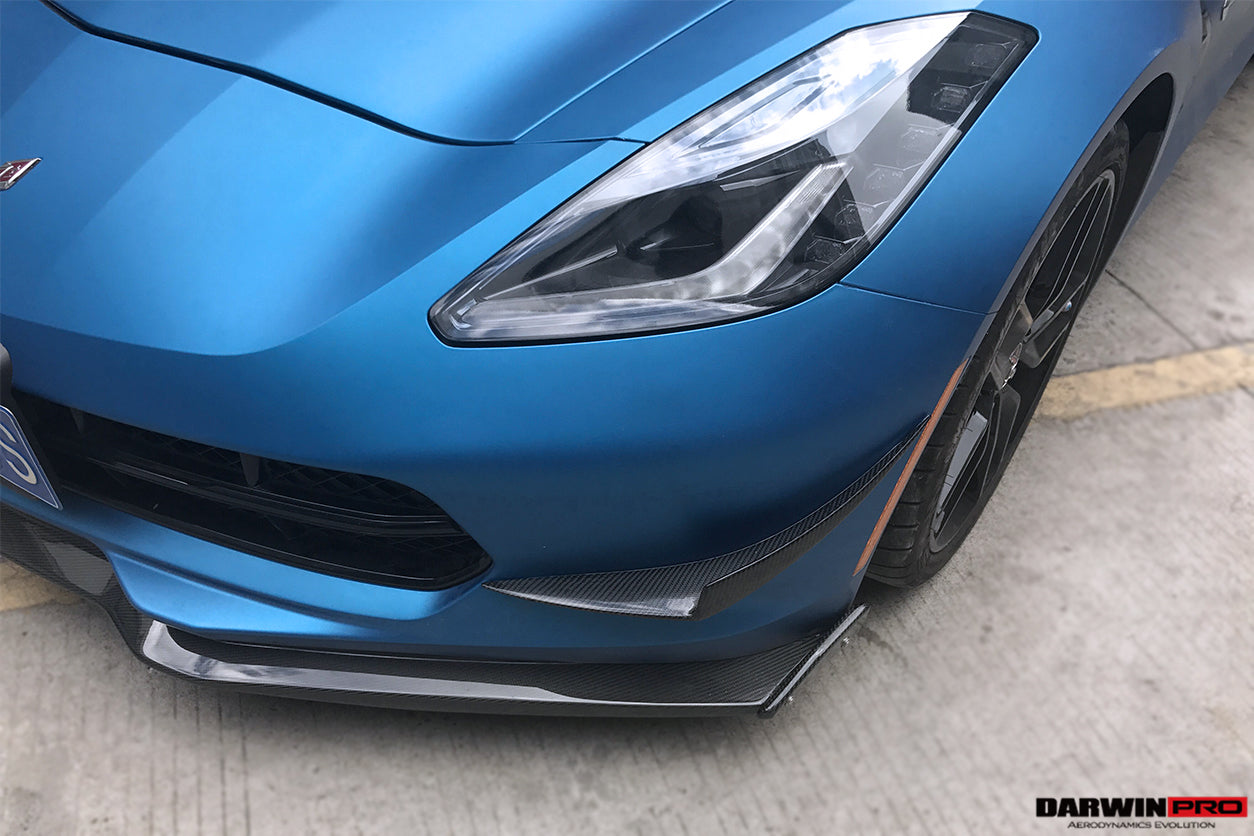 2013-2019 Corvette C7 Z51 Z06 Grandsport Carbon Fiber Front Caps - DarwinPRO Aerodynamics