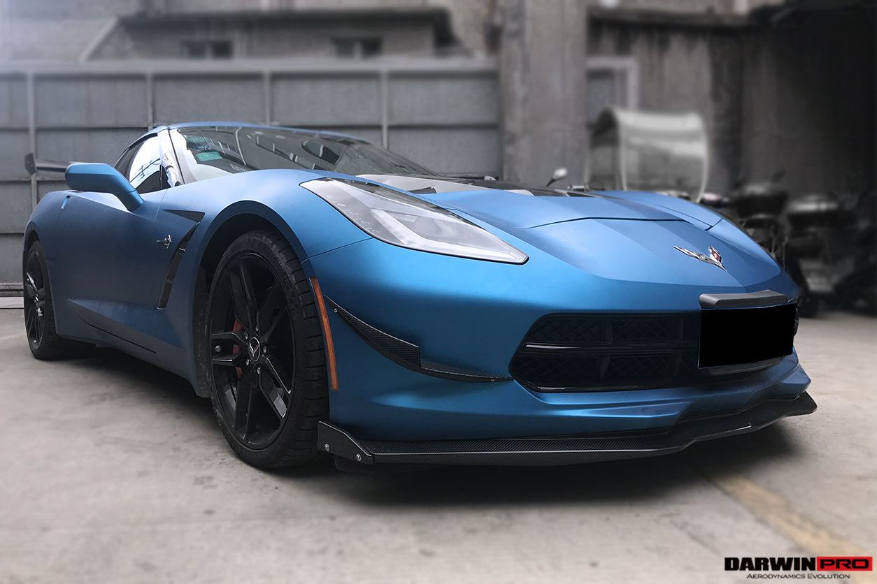 2013-2019 Corvette C7 Z51 Z06 Grandsport Carbon Fiber Front Caps - DarwinPRO Aerodynamics