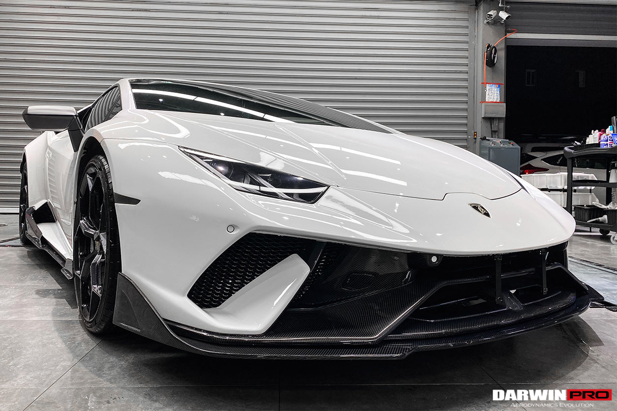 2015-2025 Lamborghini Huracan LP610 & LP580 & EVO & Tecnica BKSS Style Partial Carbon Front Bumper with Lip - DarwinPRO Aerodynamics