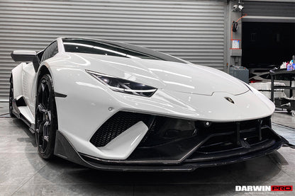 2015-2025 Lamborghini Huracan LP610 & LP580 & EVO & Tecnica BKSS Style Partial Carbon Front Bumper with Lip - DarwinPRO Aerodynamics