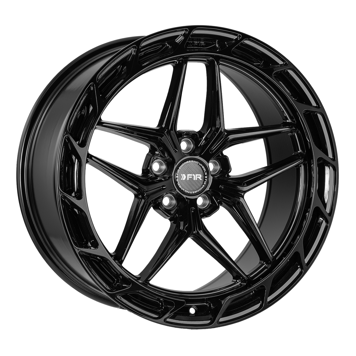 F1R FS5 Gloss Black wheel angled view