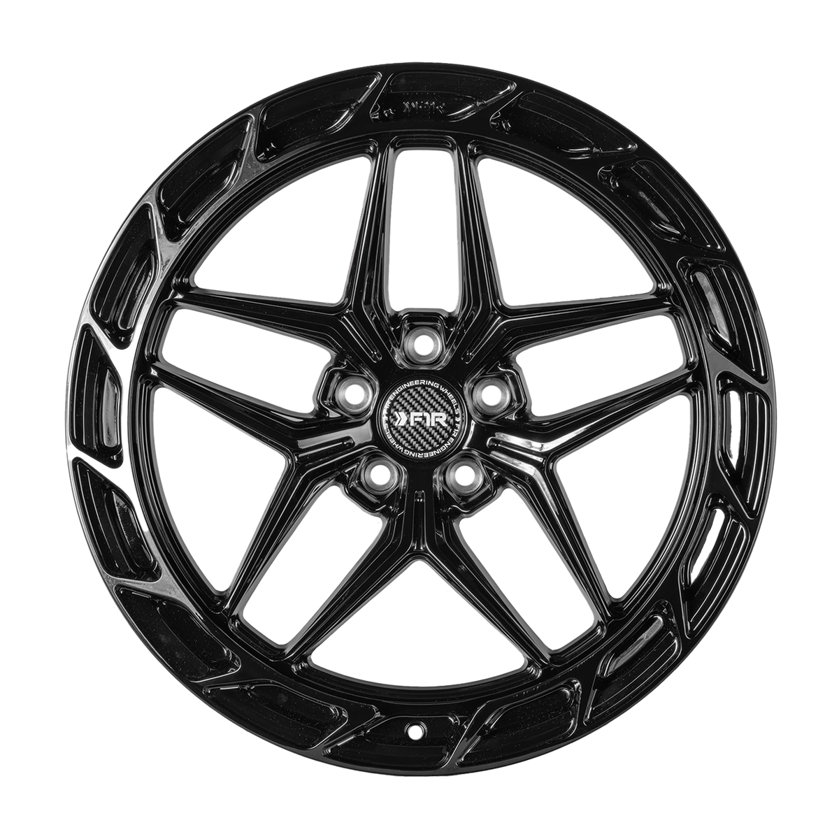 F1R FS5 Gloss Black wheel front view