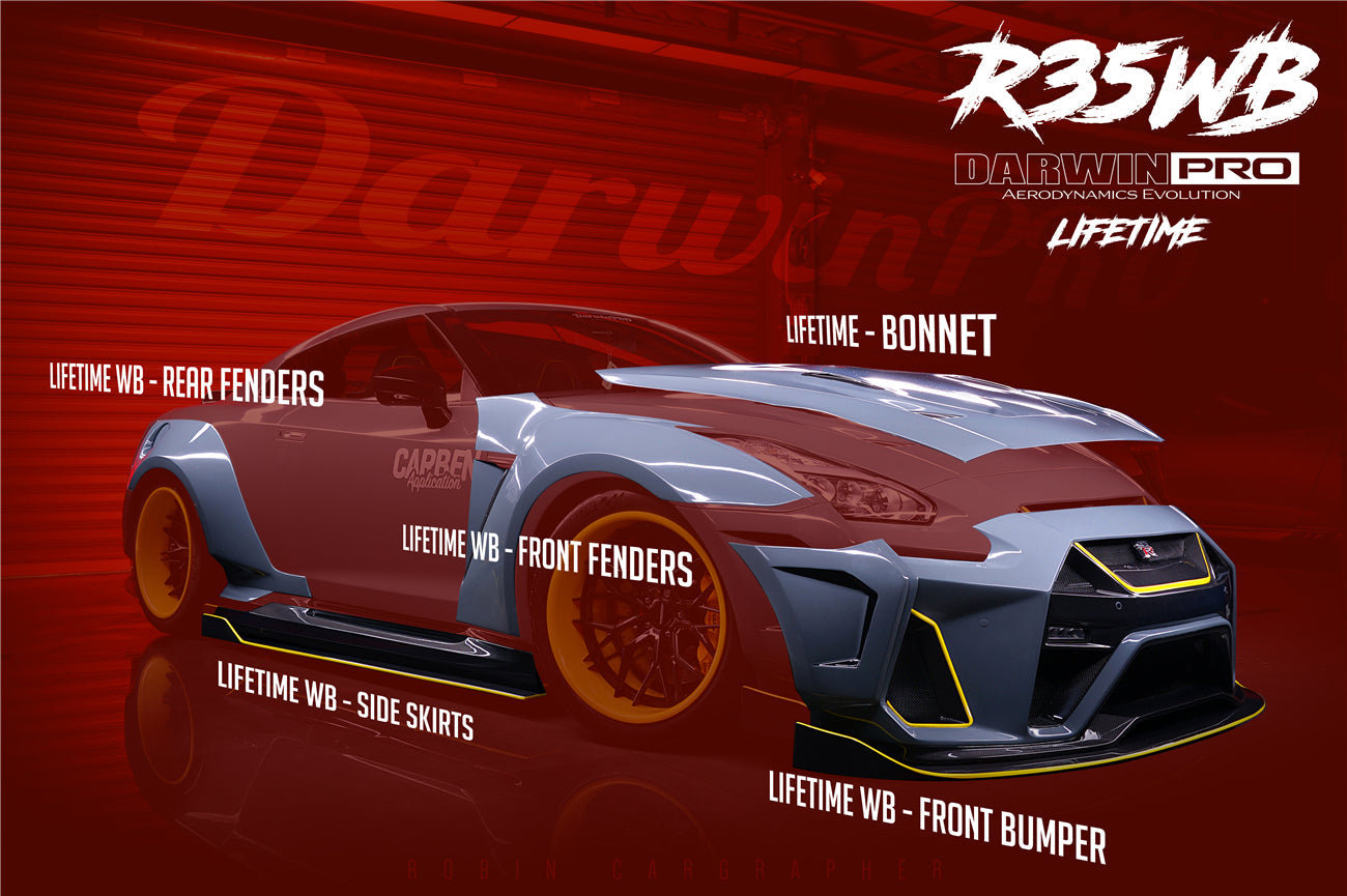 2008-2022 Nissan GTR R35 CBA/DBA/EBA BKSSII Style Partial Carbon Fiber Full Wide Body Kit - DarwinPRO Aerodynamics
