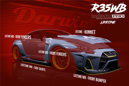 2008-2022 Nissan GTR R35 CBA/DBA/EBA BKSSII Style Partial Carbon Fiber Full Wide Body Kit - DarwinPRO Aerodynamics