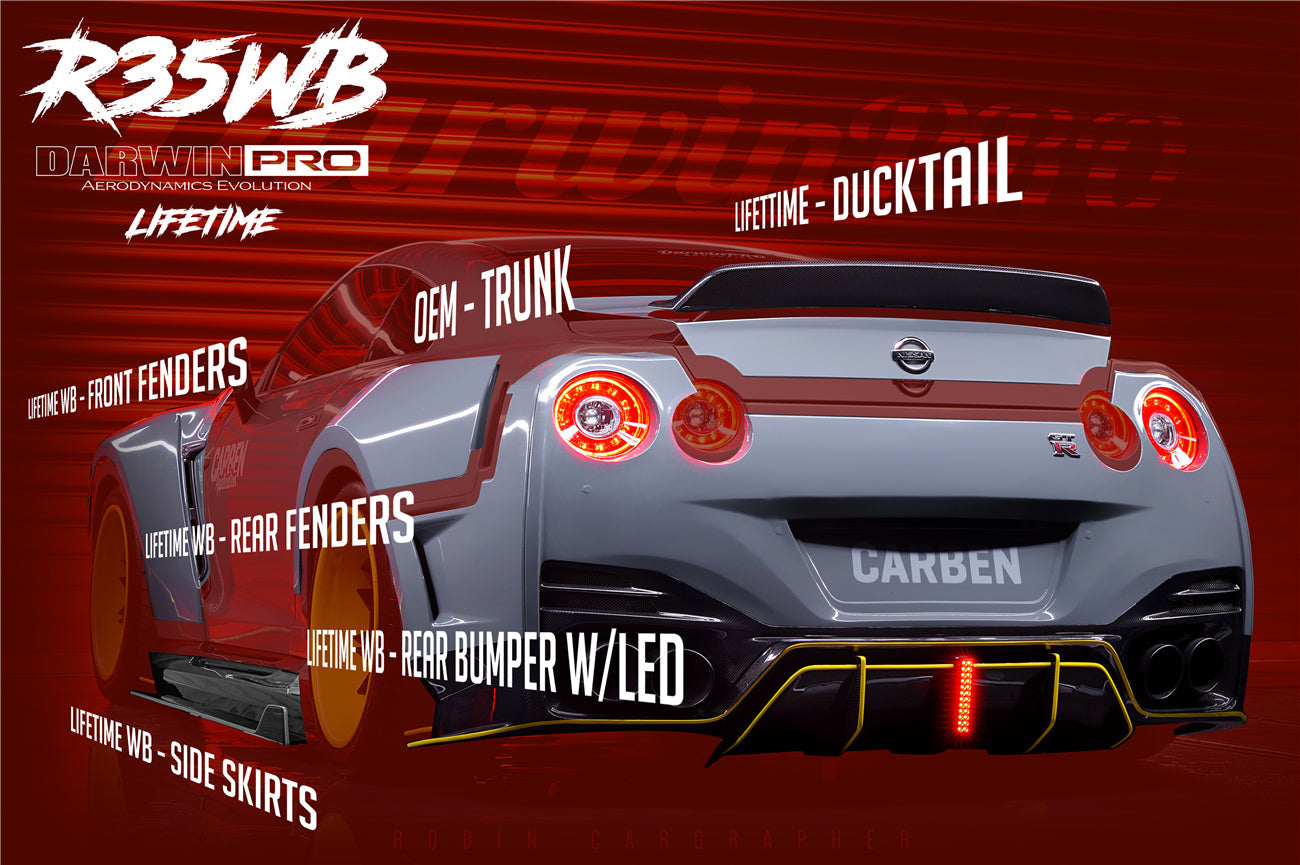 2008-2022 Nissan GTR R35 CBA/DBA/EBA BKSSII Style Partial Carbon Fiber Full Wide Body Kit - DarwinPRO Aerodynamics