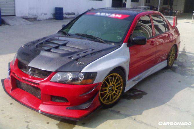 2003-2006 Mitsubishi Evo 7/8/9 VTX Style Carbon Fiber Hood - Carbonado