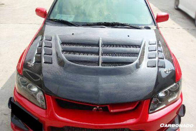 2003-2006 Mitsubishi Evo 7/8/9 VTX Style Carbon Fiber Hood - Carbonado Aero