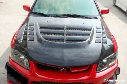 2003-2006 Mitsubishi Evo 7/8/9 VTX Style Carbon Fiber Hood - Carbonado Aero