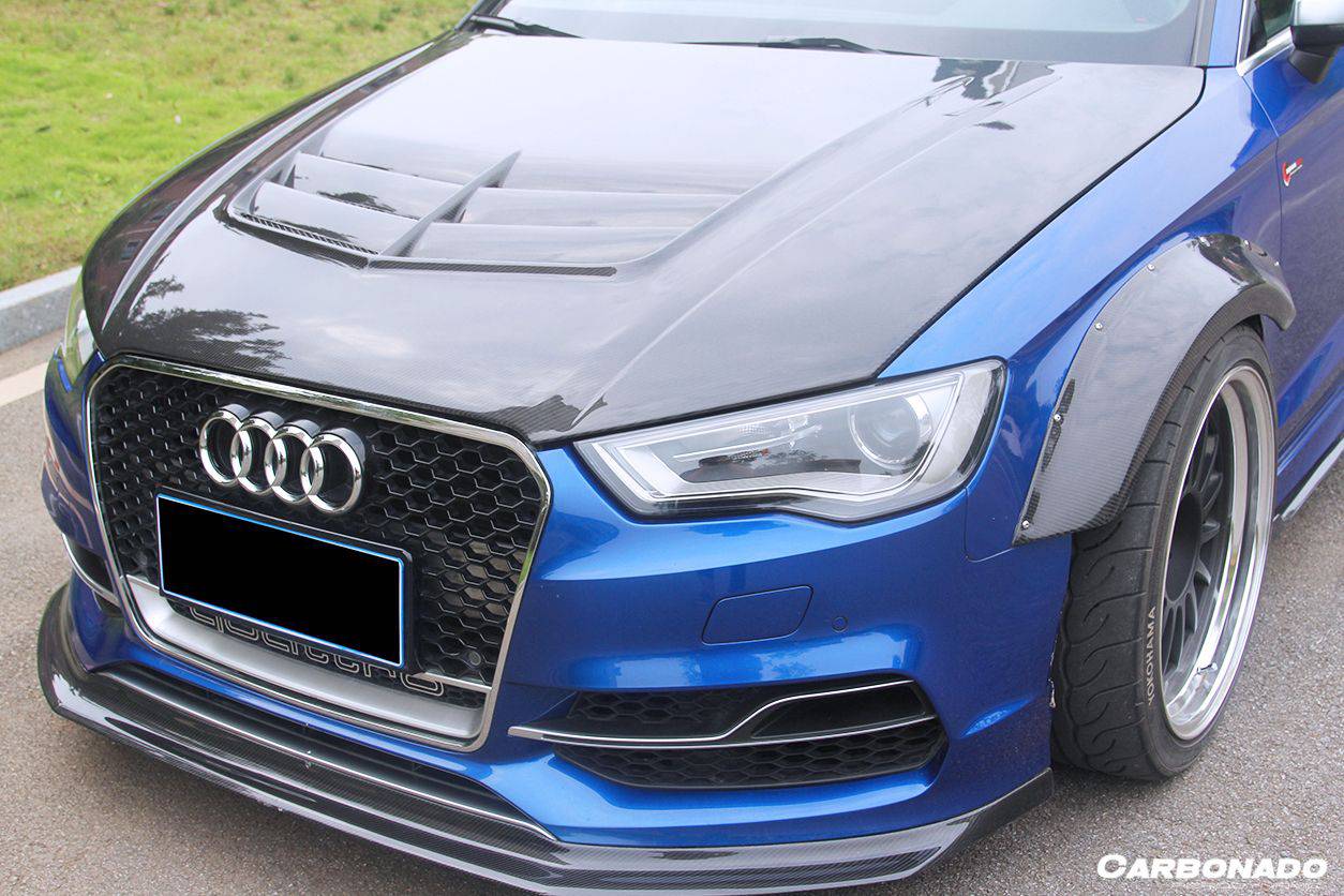 2013-2016 Audi S3 A3 Sline Sedan BKSS Style Carbon Fiber Front Lip - Carbonado Aero